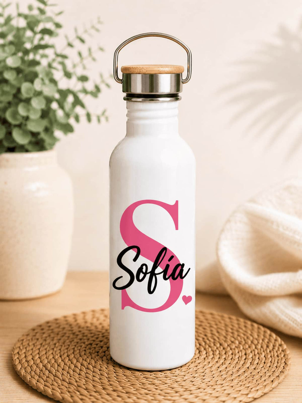 Botella Personalizada con Inicial y Nombre