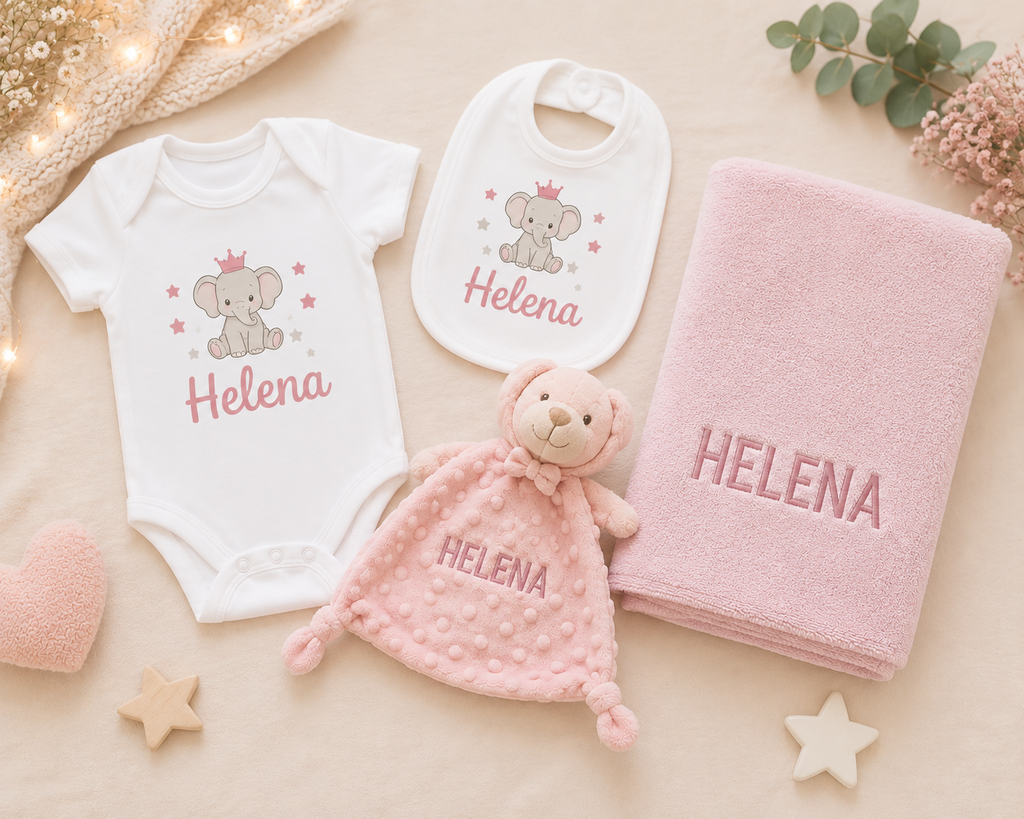 Pack Nacimiento Premium | Body + Babero + Doudou + Manta Personalizado