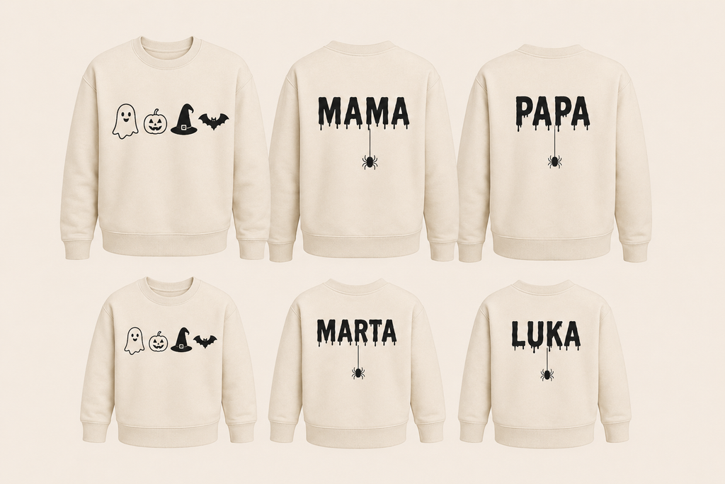 Pack Halloween Familia | 2 Sudaderas Adulto + 2 Sudaderas Niño Personalizadas
