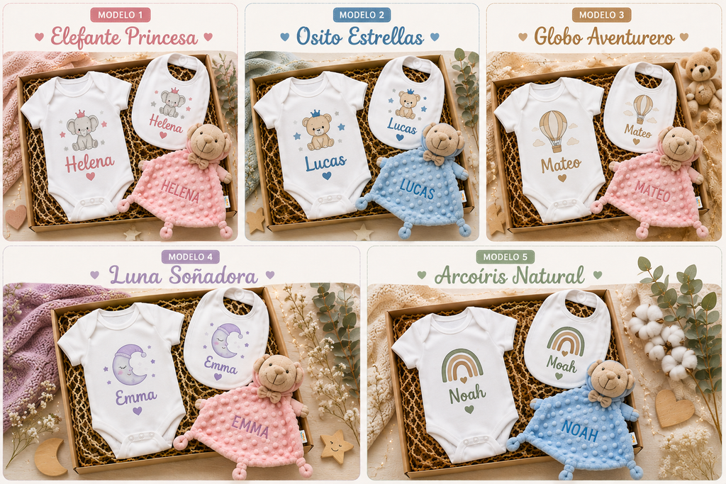 Pack Nacimiento Completo | Body + Babero + Doudou Personalizado