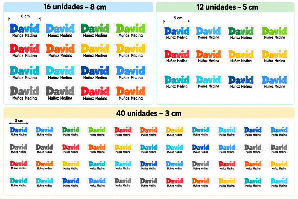 Etiquetas DTF UV personalizadas para material escolar y tuppers