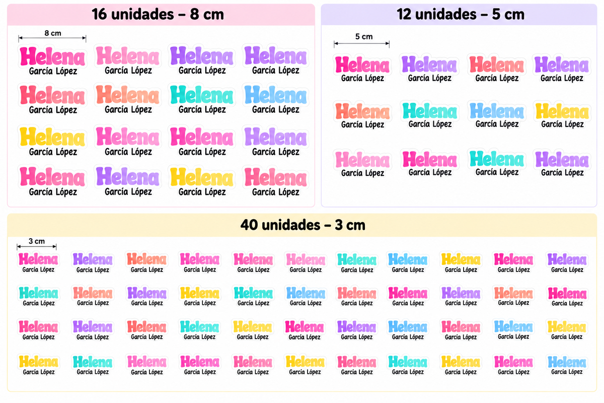 Etiquetas DTF UV personalizadas para material escolar y tuppers